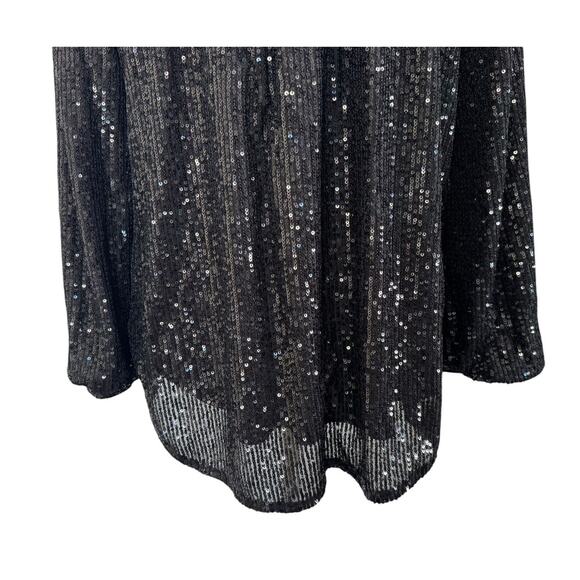 GUESS Sequin Button Up Collared Boyfriend Holiday Oversized Blouse Top Glam Sz M - Picture 9 of 12